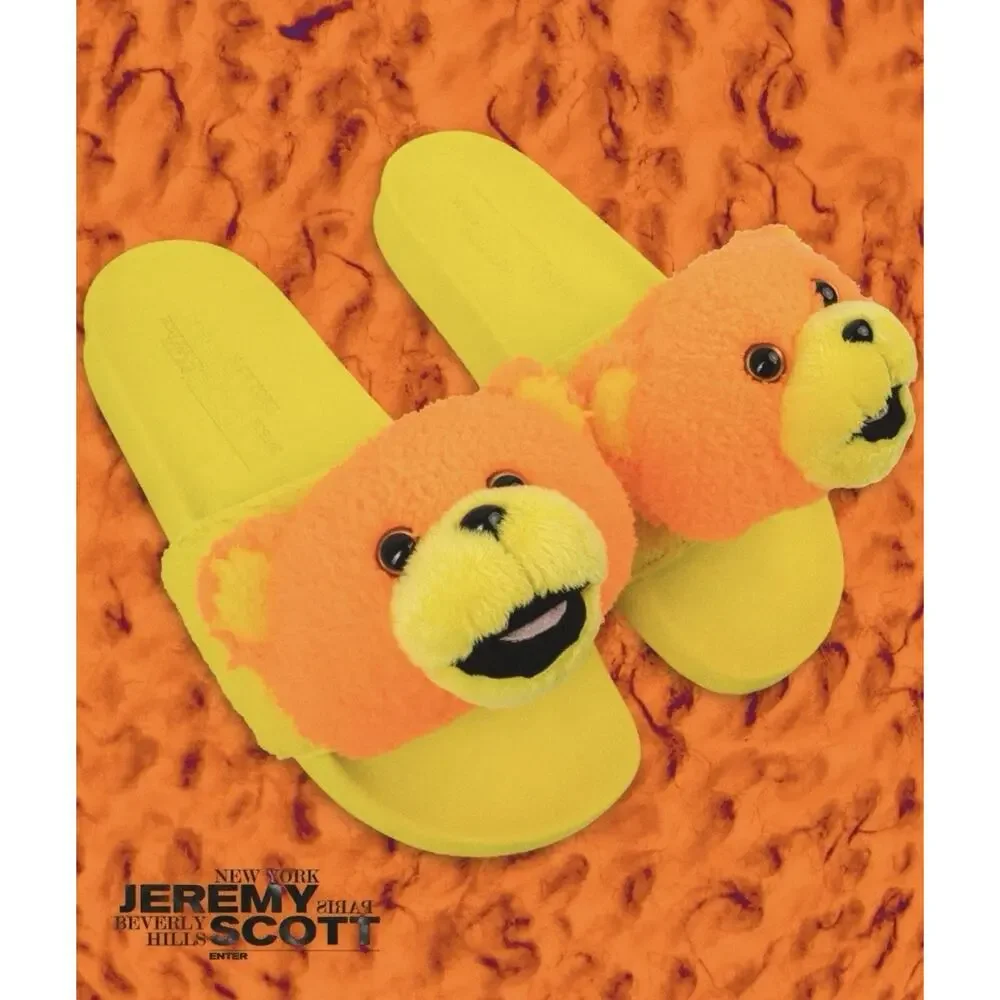 Adidas Jeremy Scott NBA Adilette Bear Yellow Lifestyle Slides Mens 8 or Womens 9